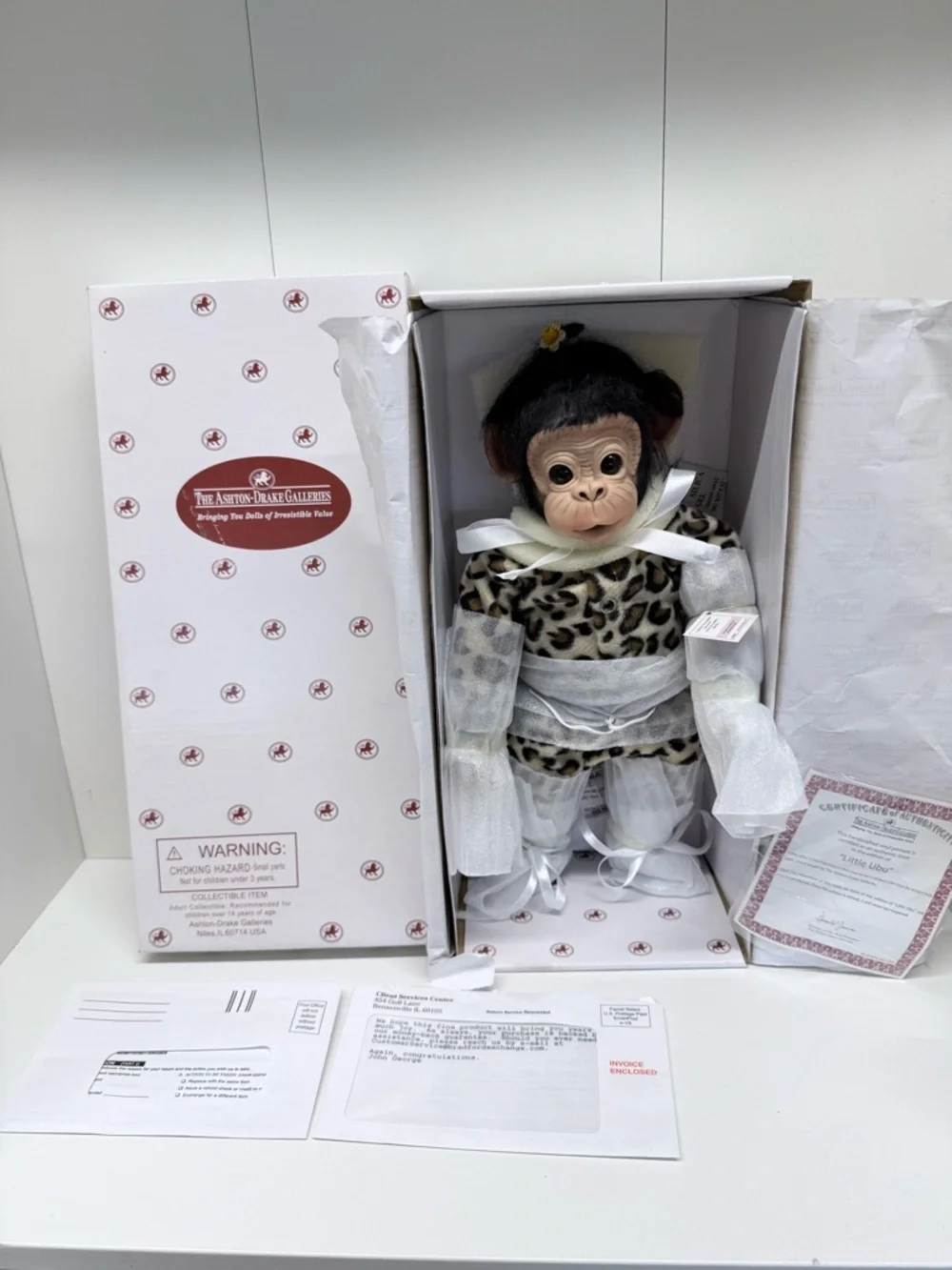 Ashton-Drake Little Ubu Primate Monkey Doll Cindy Sales Love to be Cuddled COA